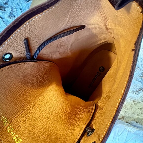 Handmade Genuine Sheepskin Combat Boots -Women's US 7.5 - Dark Coffee Brown - Picture 11 of 11